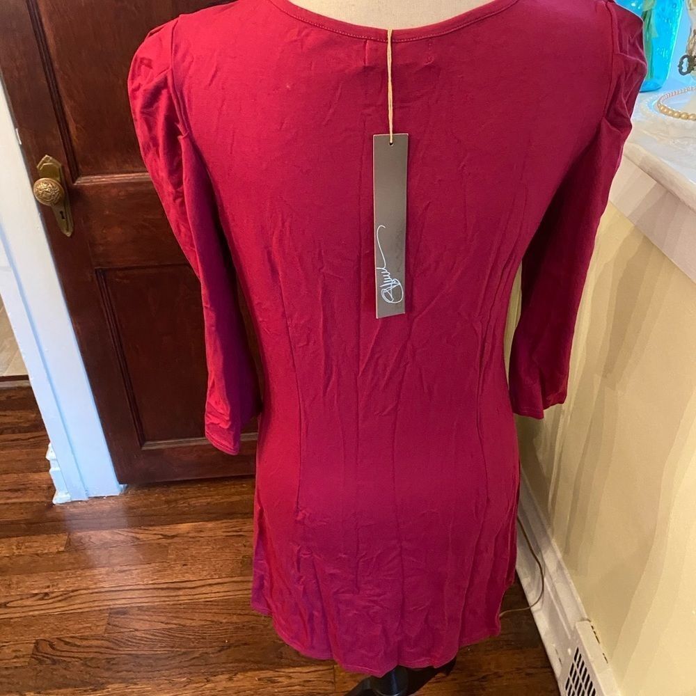 NWT Bel KazanDesigner Runway Red Black Stretch Dress Sz M - Picture 5 of 9